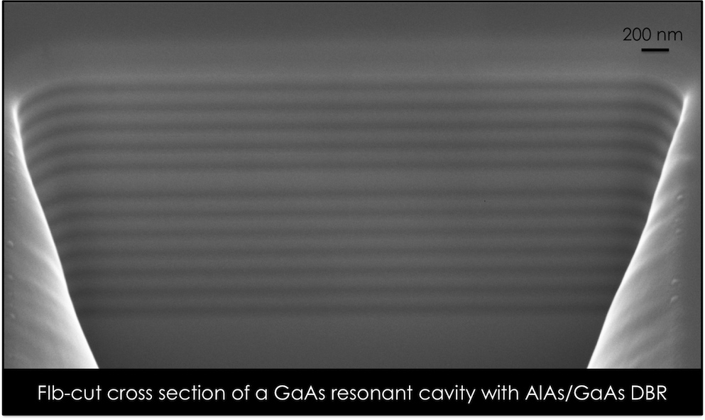 FIB-cut cross section of a GaAs/AlAs heterostructure