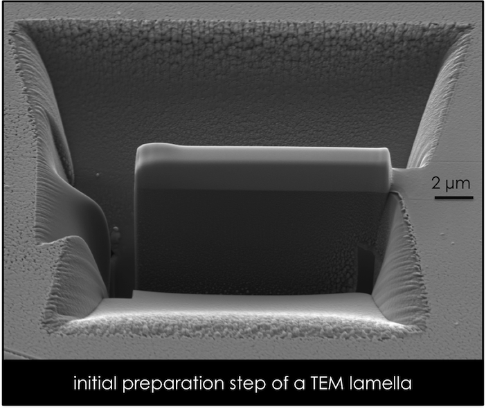 initial step of preparation of a TEM lamella